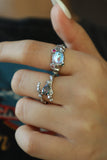 4 PCS Y2K Gemstone Ring+ Opal Necklace set - Cutethingscommin
