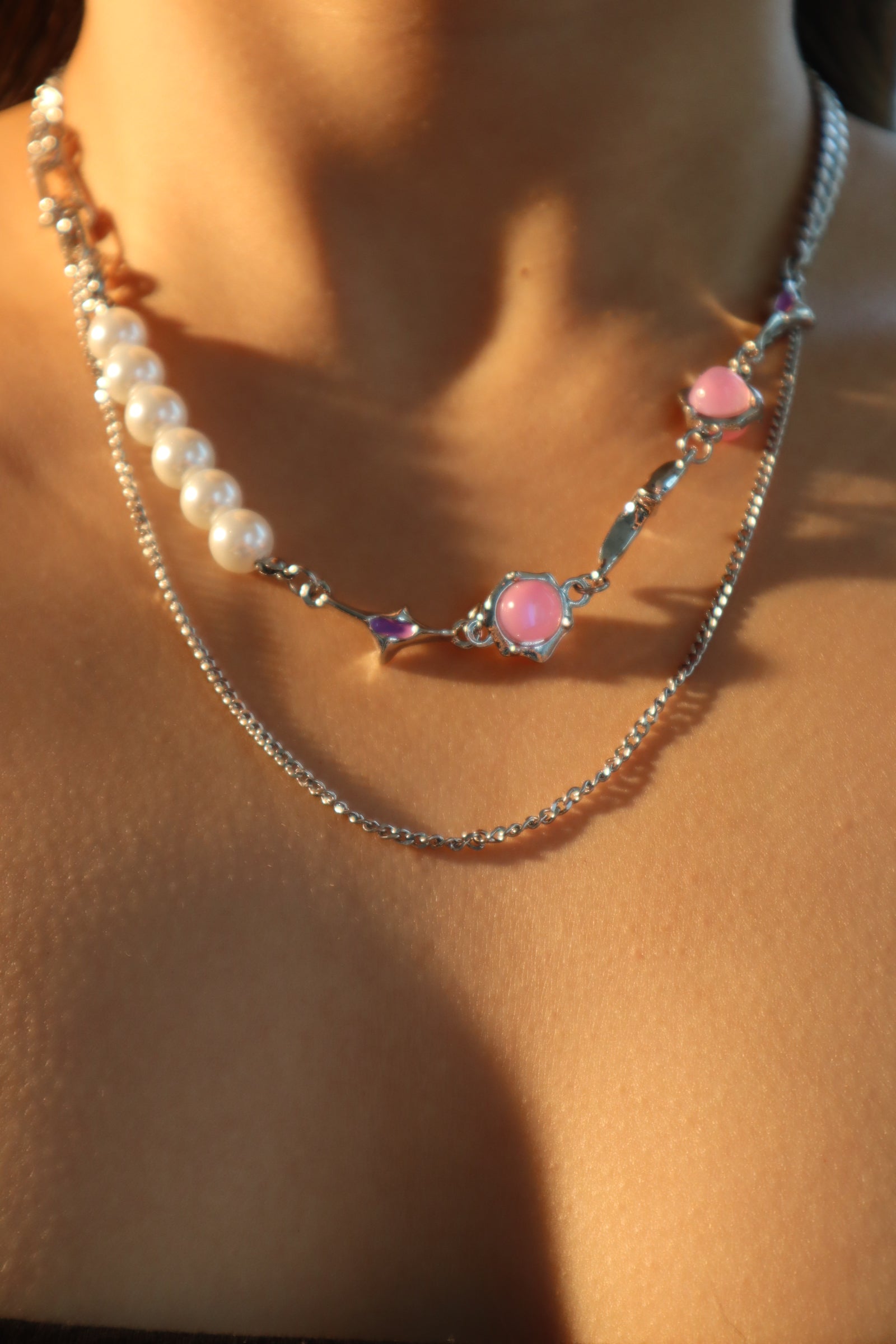 Pink Moonlight Pearls Necklace