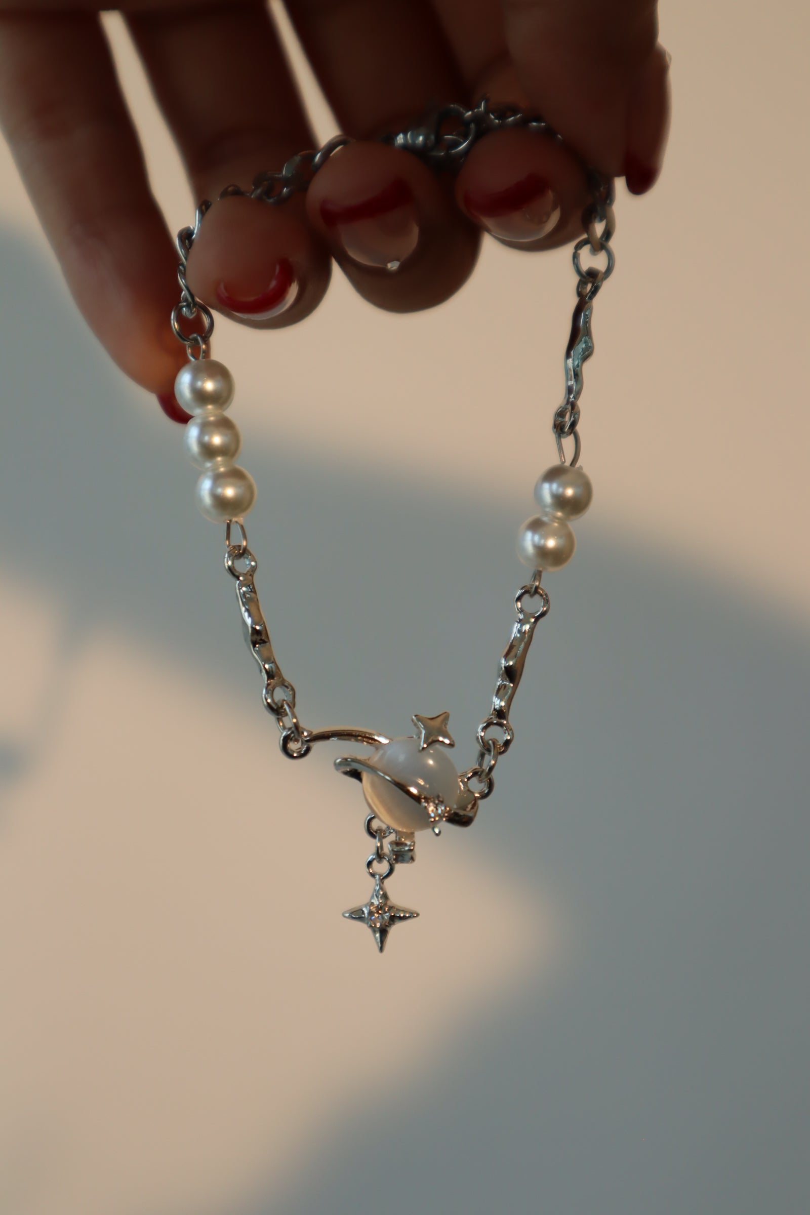 Moonlight Satum Star Pearls Bracelet