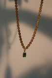18K Gold Green Gem Pendant Necklace