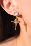 18K Real Gold Stainless Steel Diamond Star Earrings