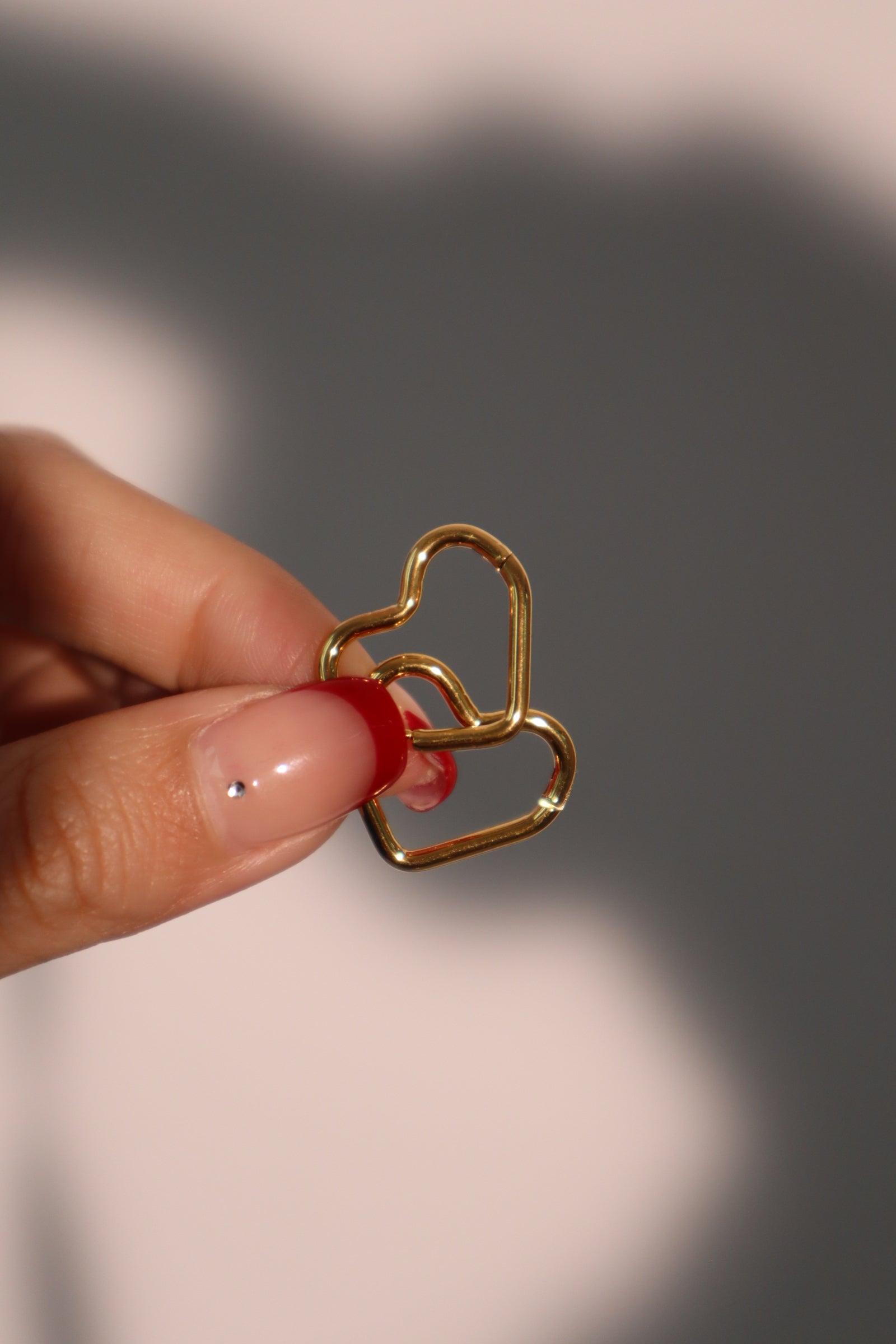 18K Real Gold Stainless Steel Heart Hoops Earrings