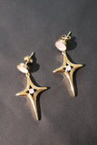 18K Real Gold Stainless Steel Diamond Star Earrings