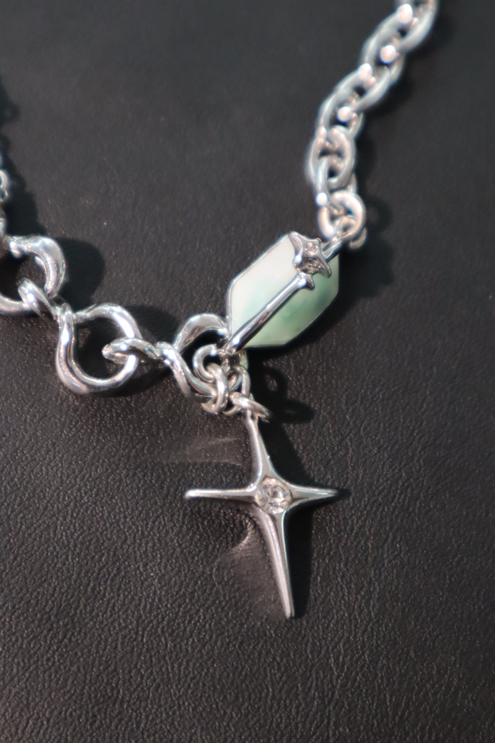 Platinum Plated Jade Star Bracelet