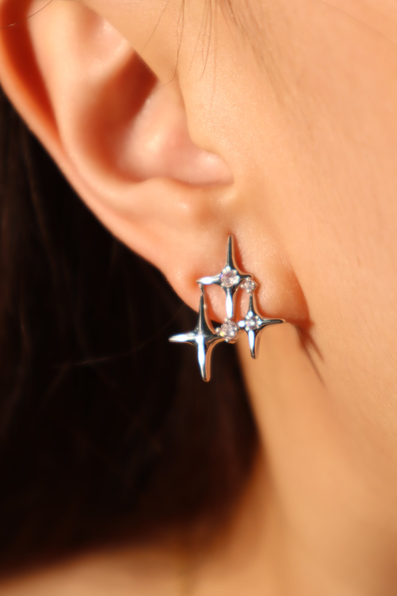3 in 1 gemstone stars Earrings
