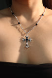 Black Gem Cross Necklace