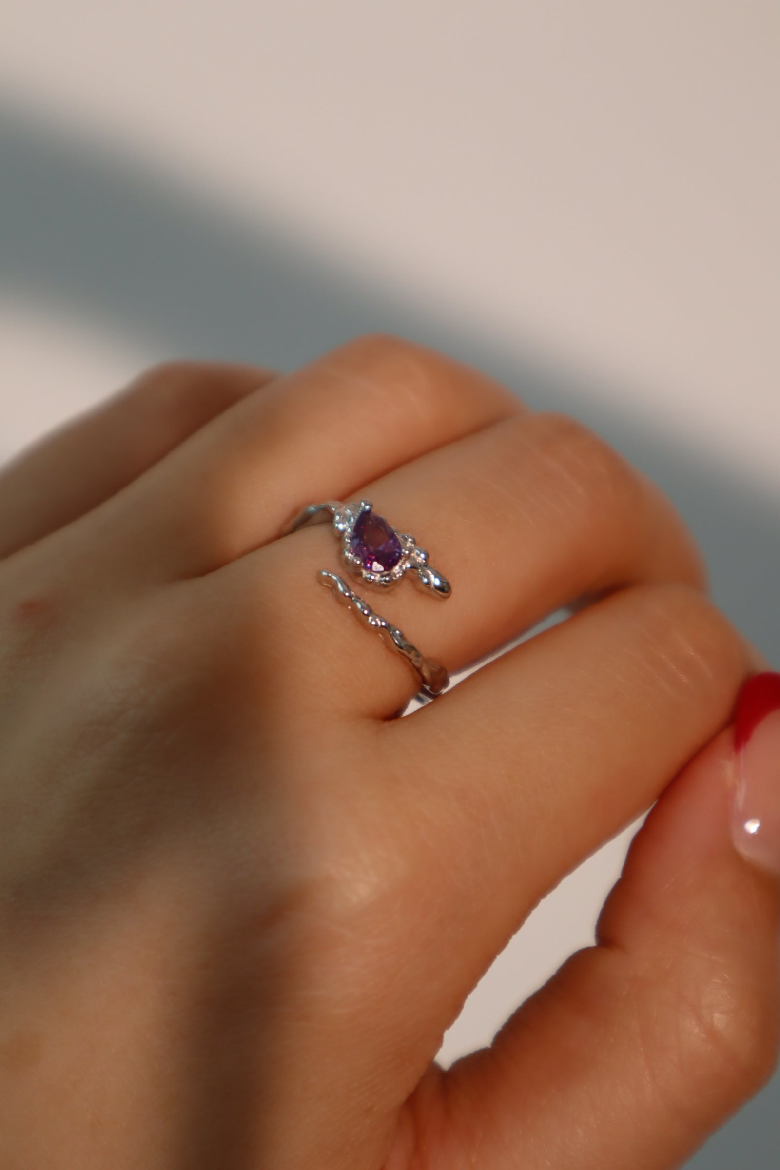 925 Sterling Silver Purple Heart ring