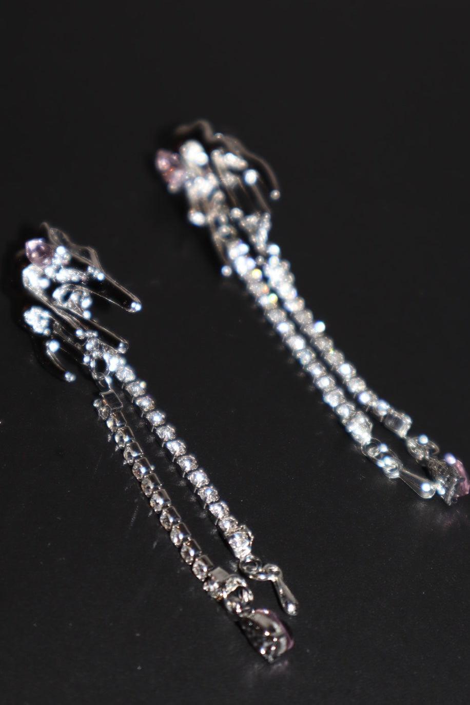 925 Diamond Dangle Earrings - Cutethingscommin