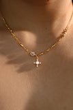 18K Real Gold Plated Diamond Cross Necklace