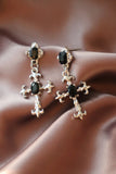Black Gems Cross Earrings