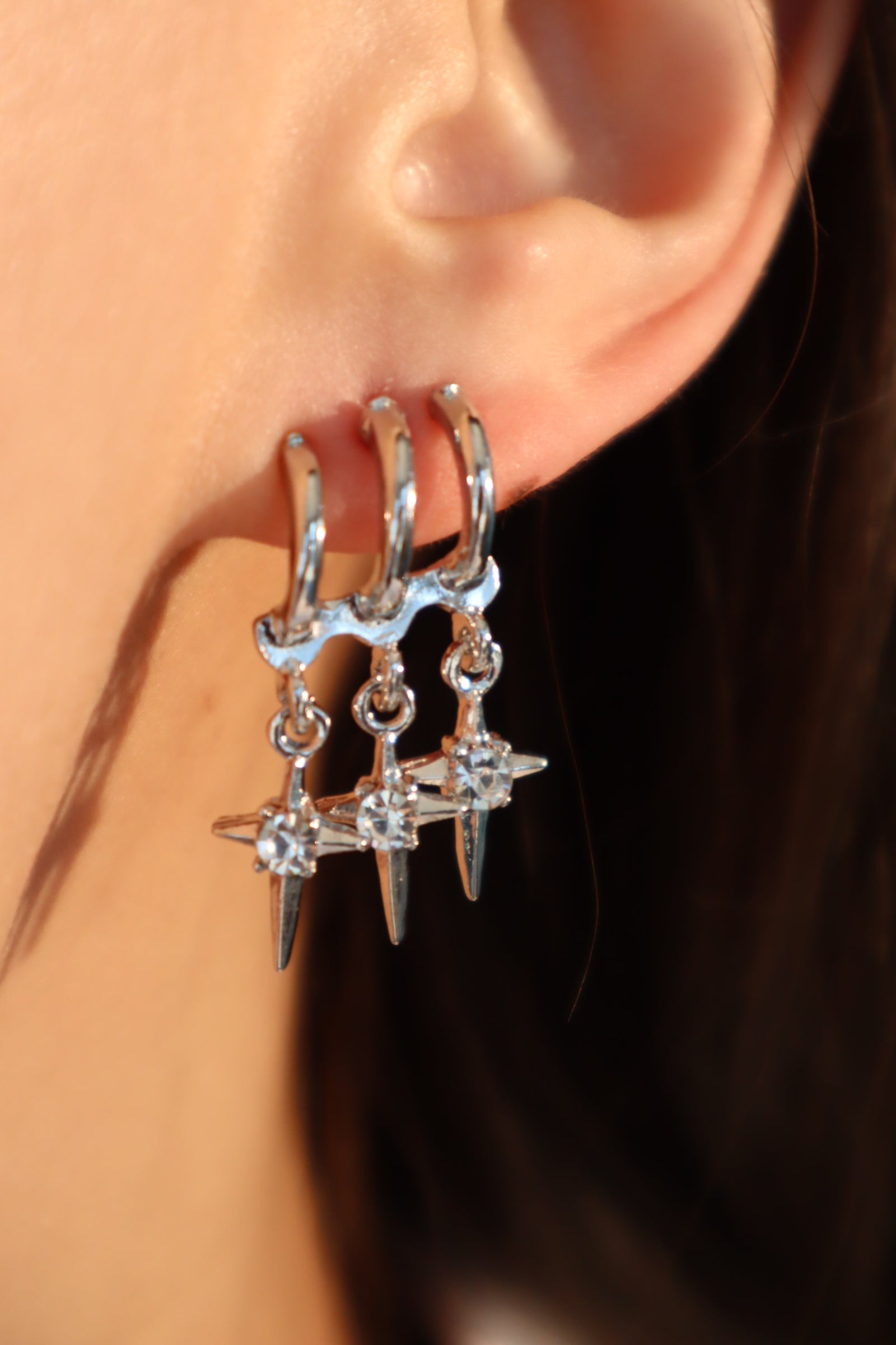 3 in 1 Stars Earrings