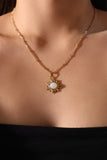 18K Gold Stainless Steel Sunlight Gem Pendant Necklace