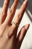 18k gold 925 sterling silver wide blue gem ring