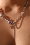 Platinum Plated Purple Gem Moon Star Necklace