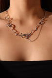 Platinum Plated Black Gem Bowknot Necklace