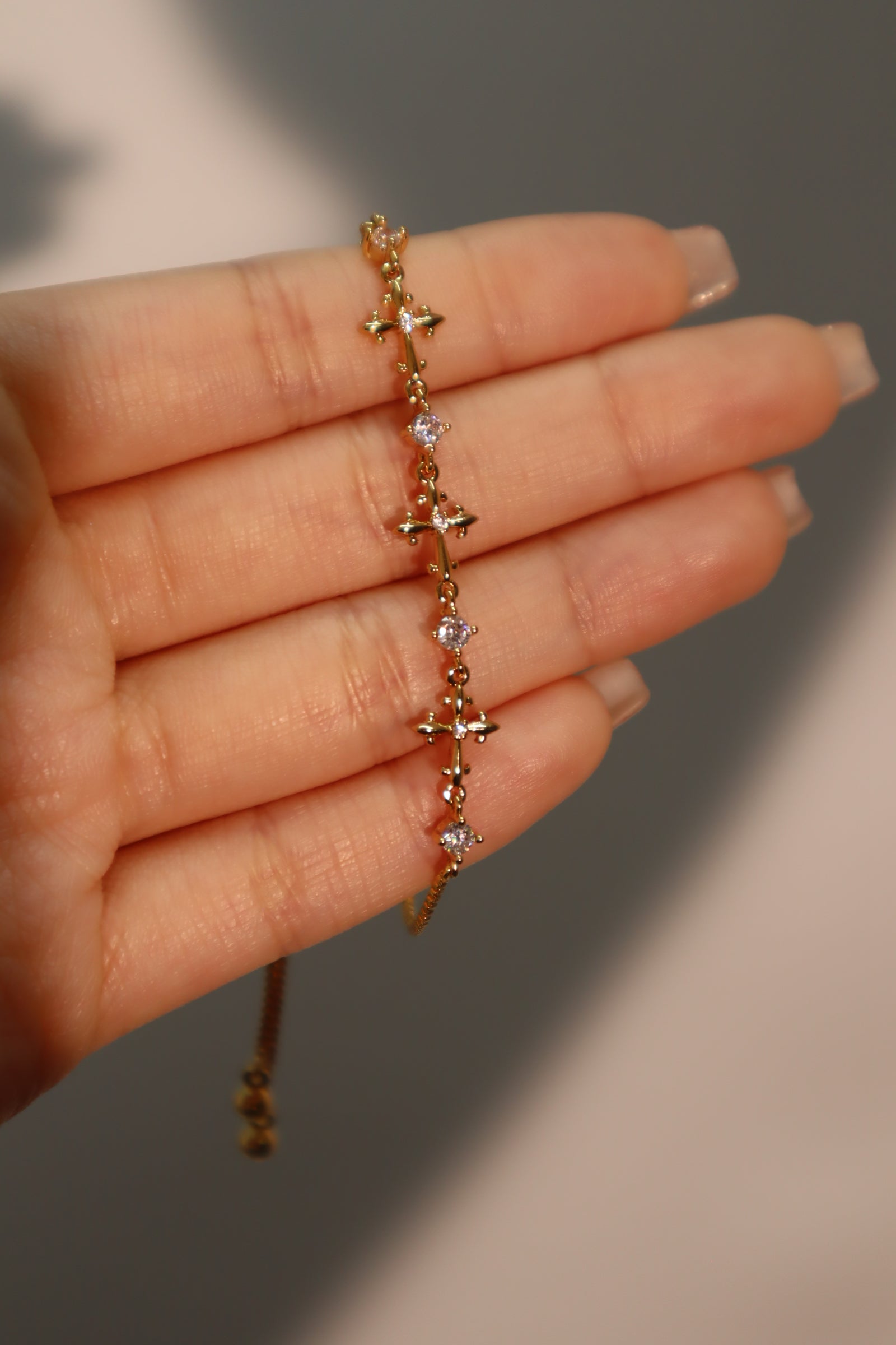 18K Real Gold Plated Multi Diamond Cross Bracelet – Cutethingscommin