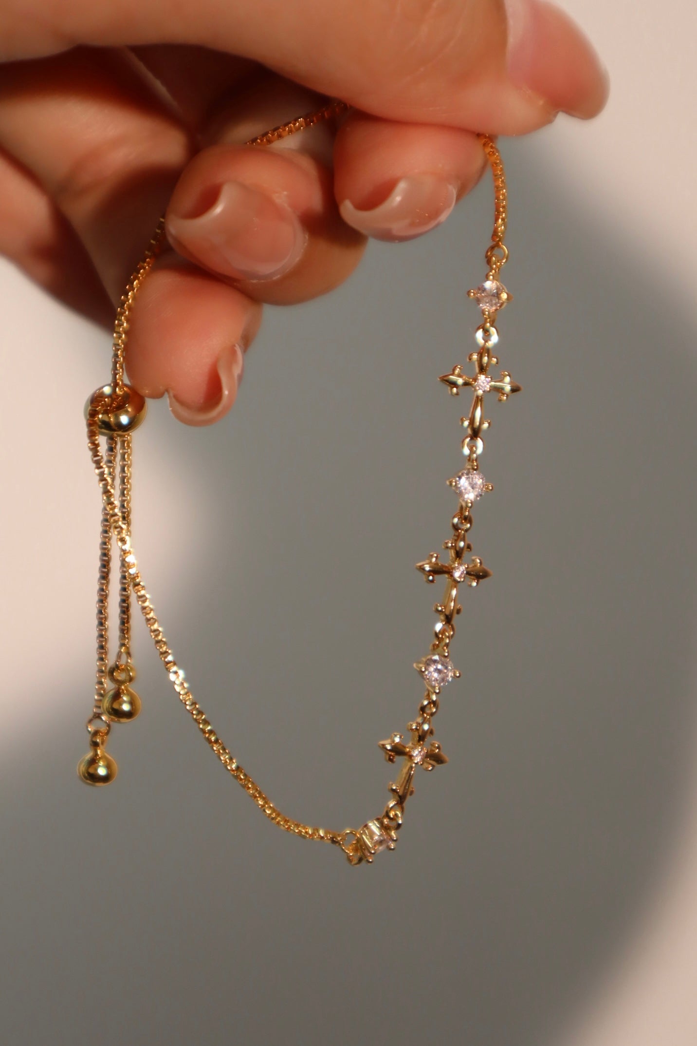18K Real Gold Plated Multi Diamond Cross Bracelet