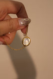 18K Real Gold Stainless Steel White Opal Bracelet
