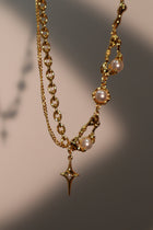 Collier étoile et perle, plaqué or véritable 18 carats