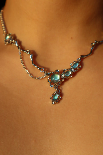 Pear Stone Sterling Silver Necklace plated in 18K Gold main image 0