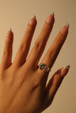 18K Gold 925 Sterling Silver Blue and Pink ring