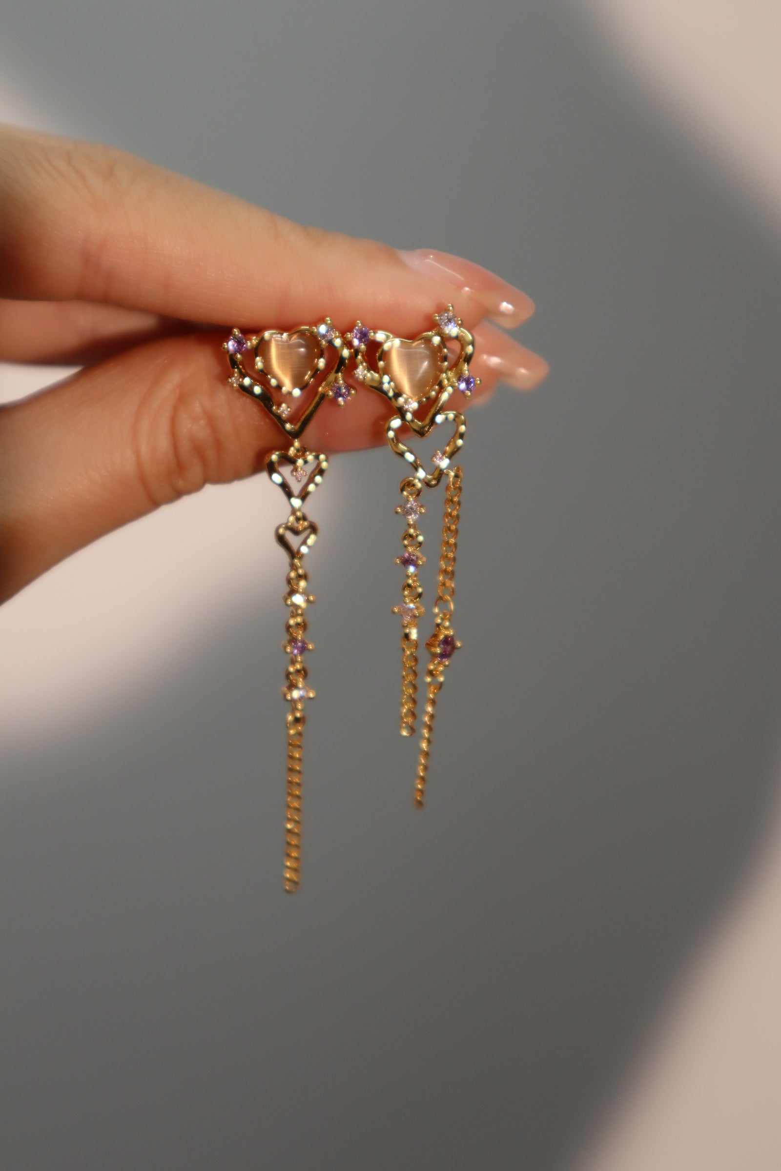 18K Real Gold Plated Pink Opal Dangle Earrings