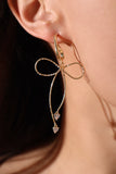 18K Real Gold Plated Bowknot Diamond Dangle Earrings