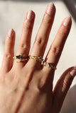 18k gold Vermeil wide blue gem ring