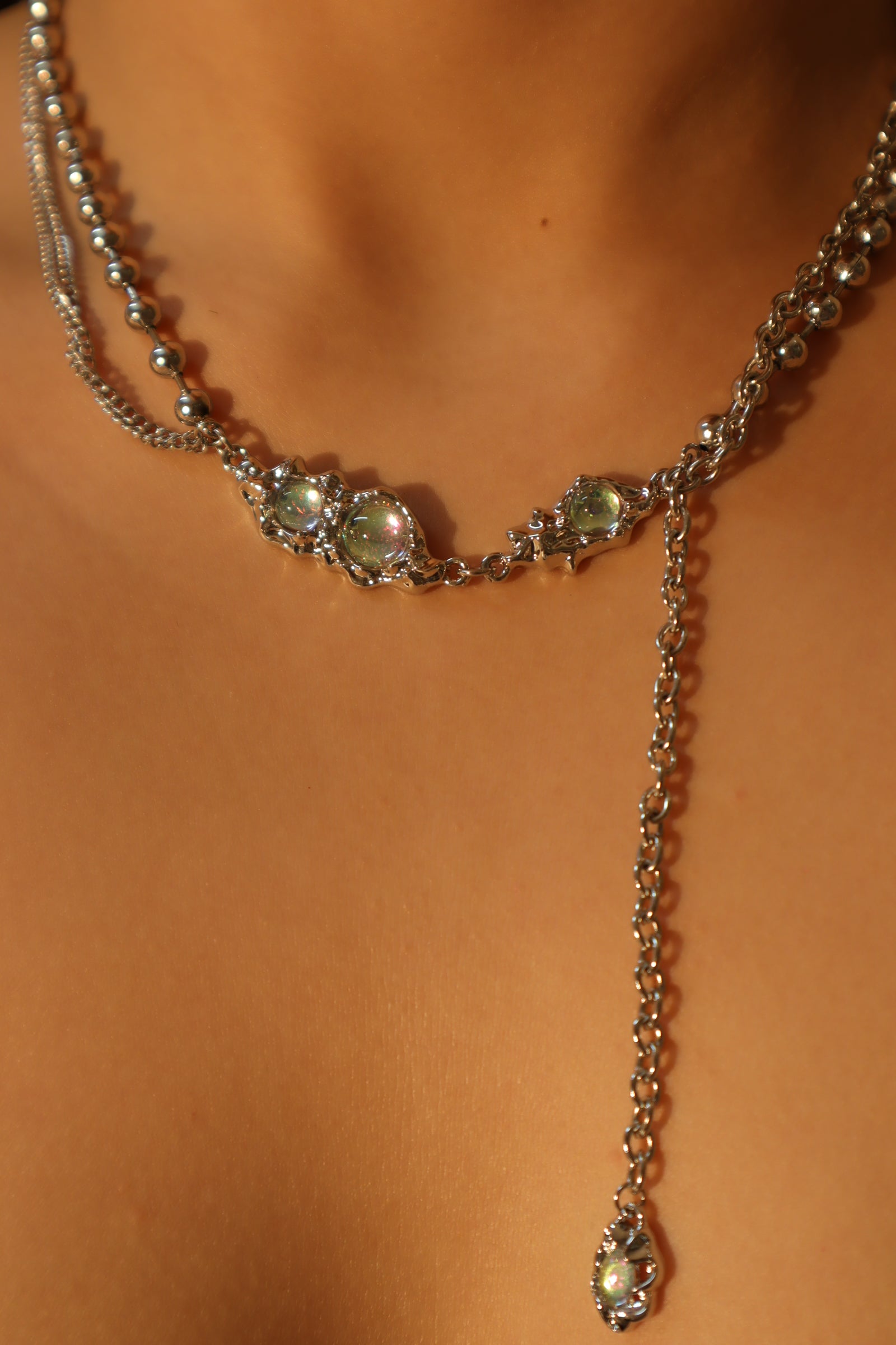 Opal Silver Balls Necklace