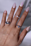 925 Sterling Silver Wide Blue Gem Ring
