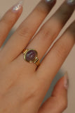 18K Real Gold Stainless Steel Purple Gem Ring