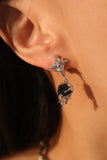Platinum plated black gem stars earrings