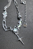 Palladium White Gold Plated Opal Star Necklace