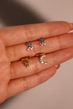 18K Gold Vermeil Moon Star Blue Opal earrings