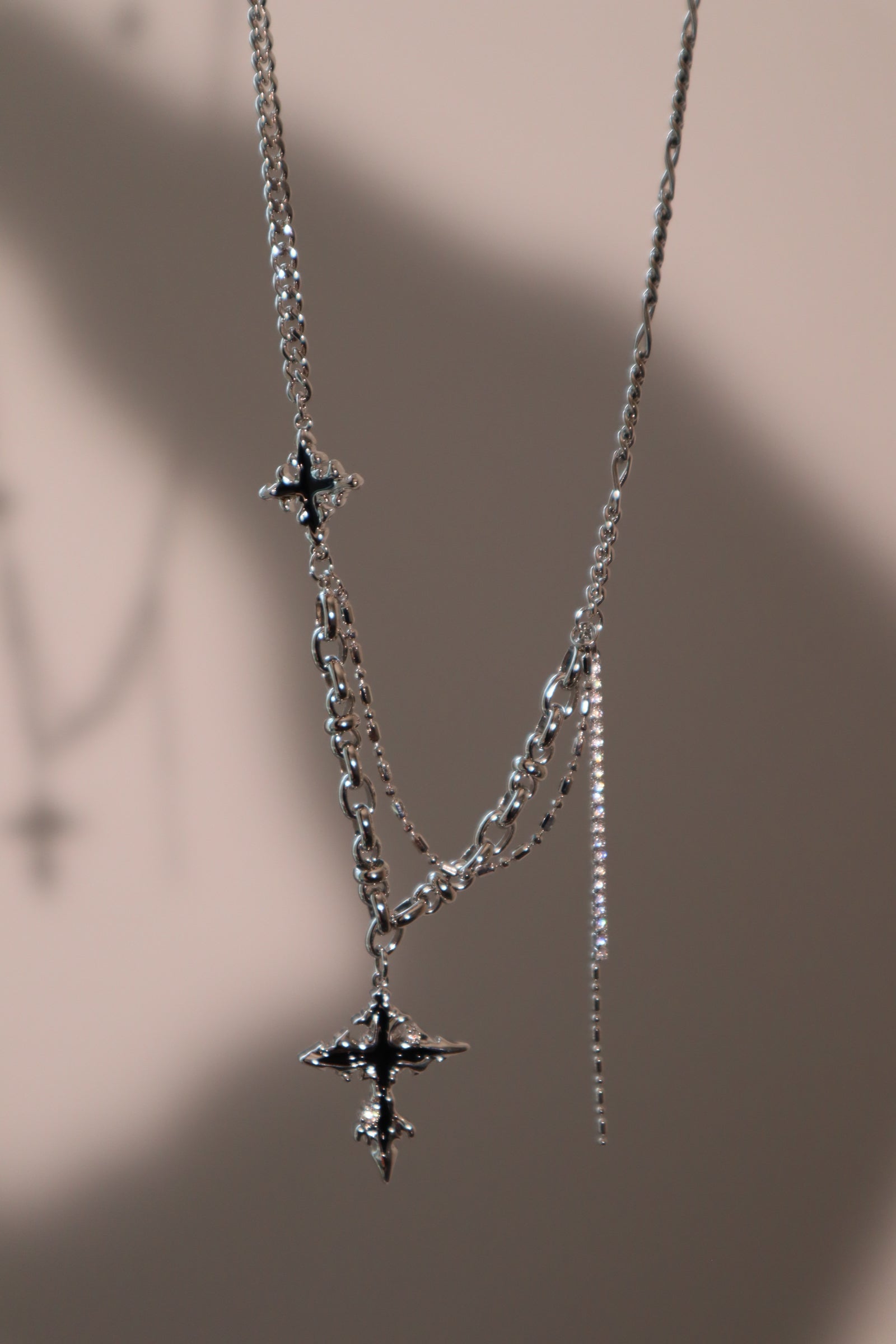 Platinum Plated Black Cross Necklace