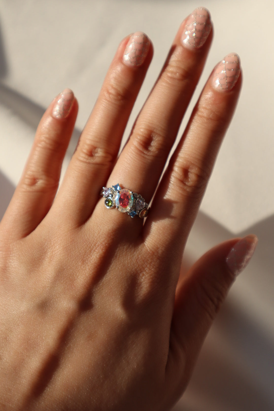 925 Sterling Silver multi gemstones Ring