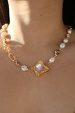 18K Real Gold Plated Amethyst Diamonds Necklace