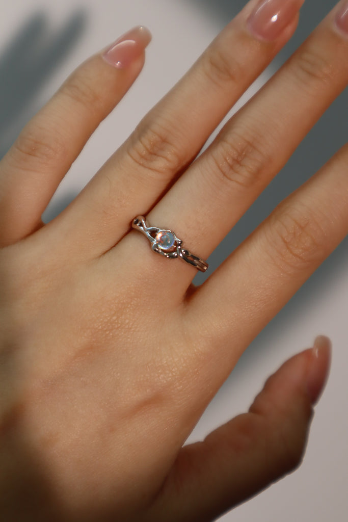 Moonstone Bat 925 Sterling Silver Ring