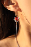 Platinum plated Red Rose Earrings