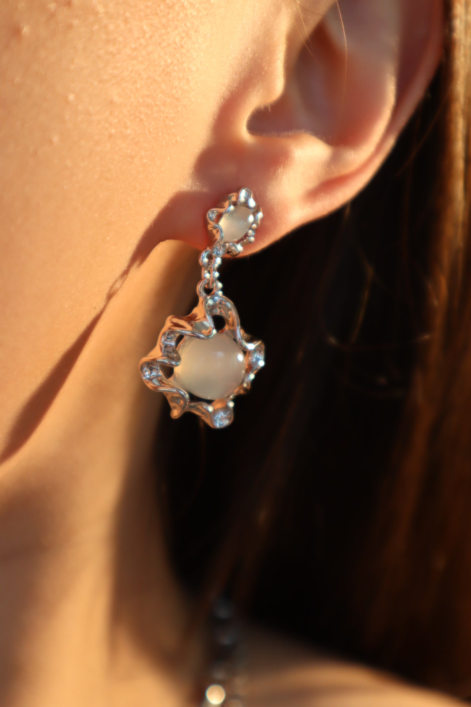 Platinum plated moonlight earrings