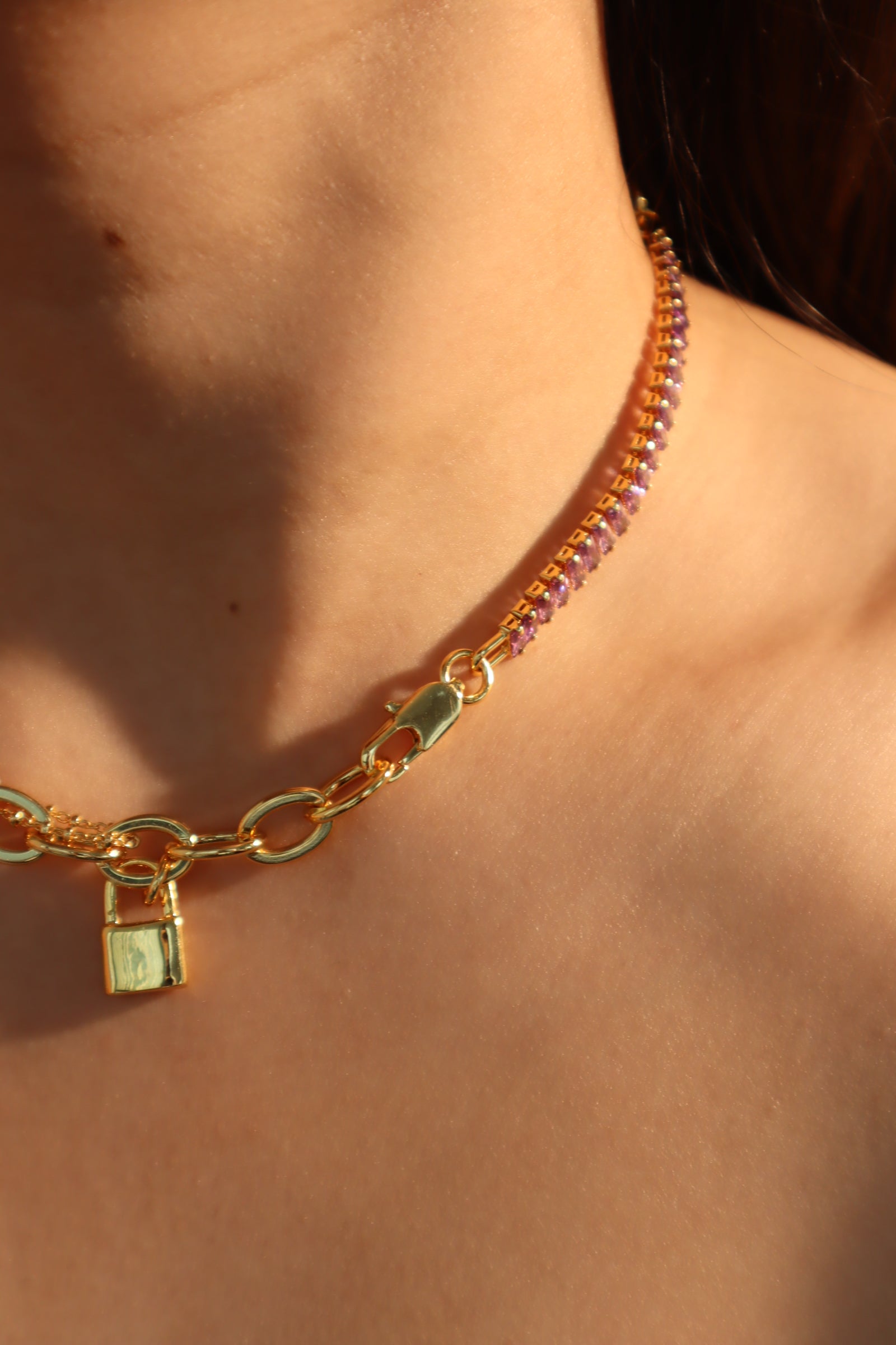 Gold & Purple Lock Me Necklace