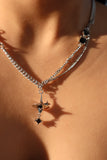 Platinum plated Satum Black Gems Necklace