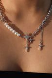 3 in 1 Diamonds Saturn Star Pearl Necklace
