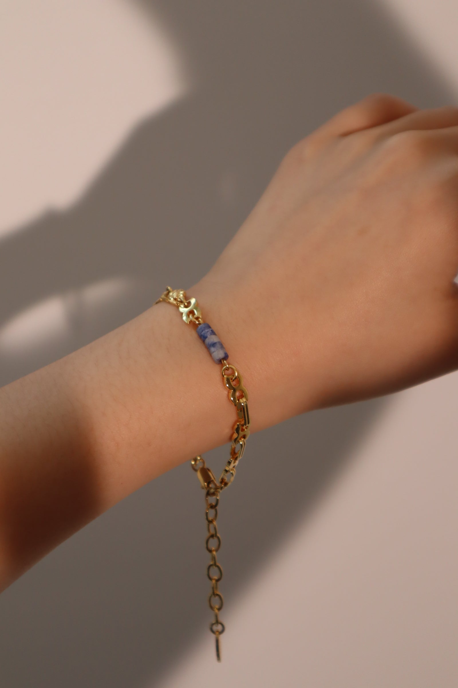 18K Gold Natural Blue Marble Bracelet