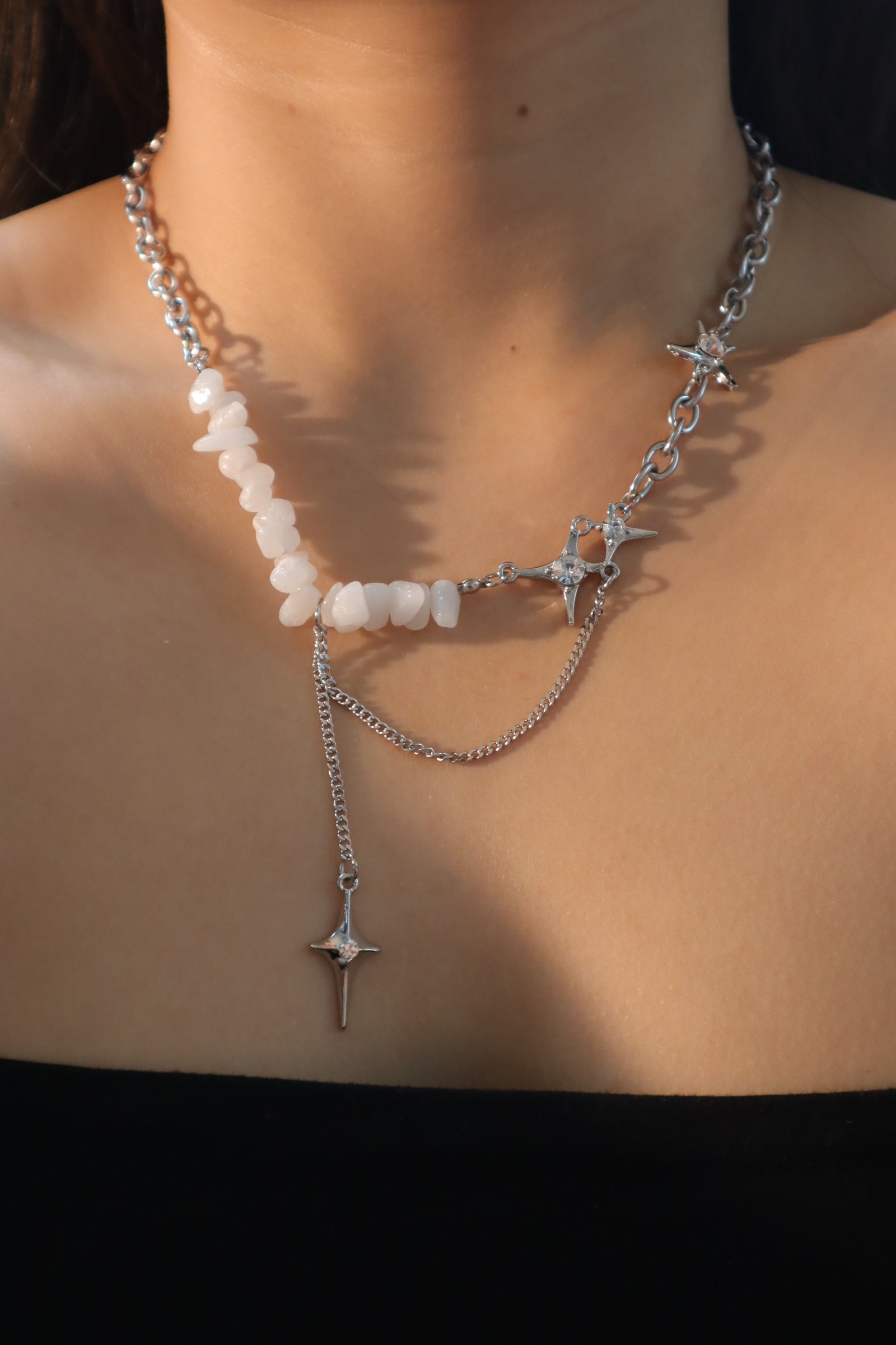 White Jade Stars Necklace