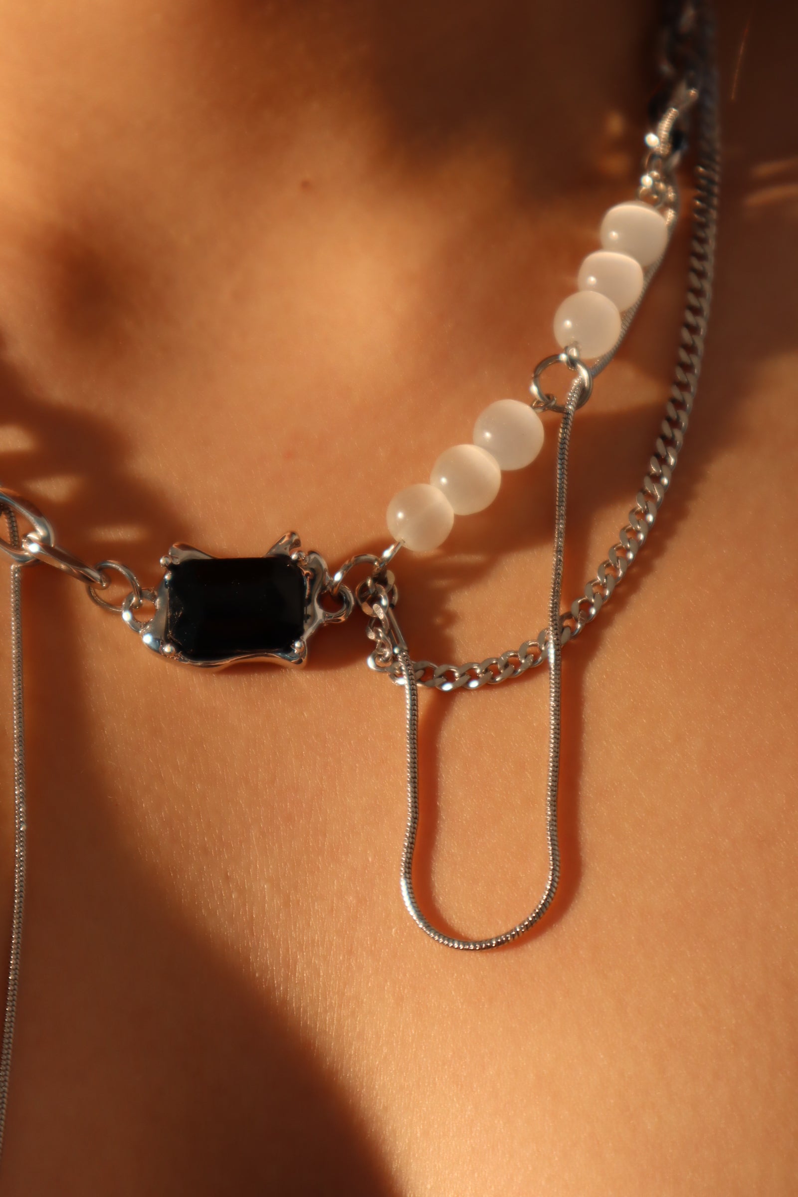 Black Gem Moonlight Beads Necklace