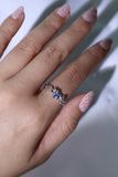 925 Sterling Silver Wide Blue Gem Ring