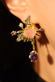 18K Gold Amethyst Butterfly Dangle Earrings