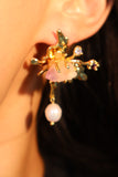18K Gold Amethyst Butterfly Dangle Earrings