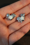 Platinum plated White Opal Heart Earrings